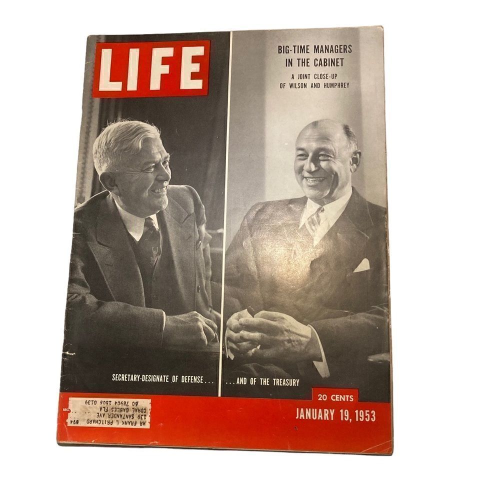 Vintage Life‎ Magazine - 1/19/1953 - Close-up of Humphrey/Wilson, Rare,
